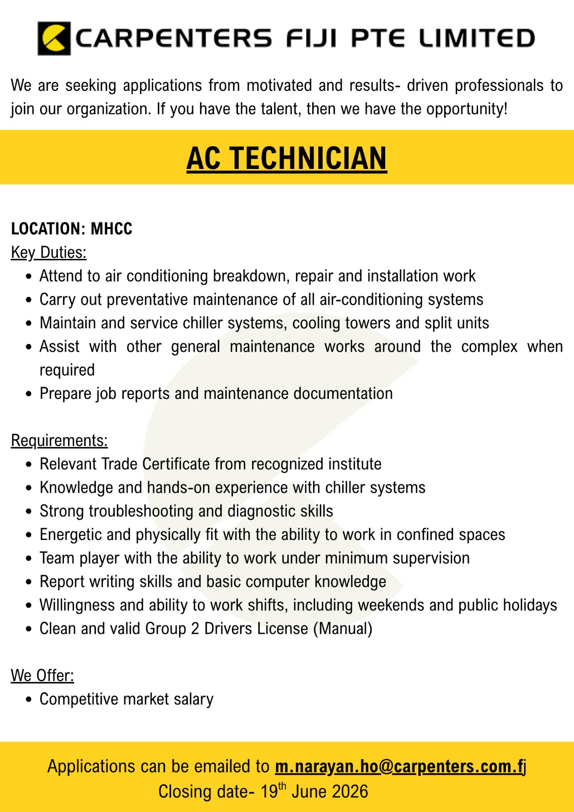 Original job ad