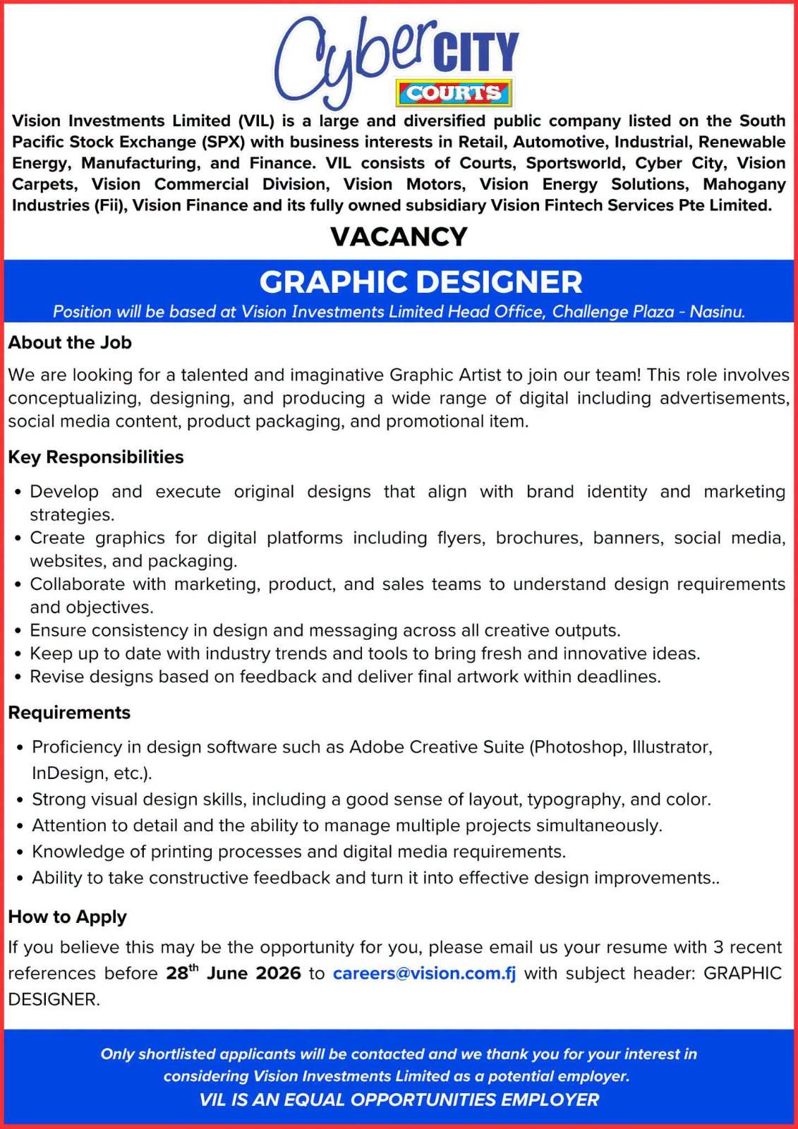 Original job ad