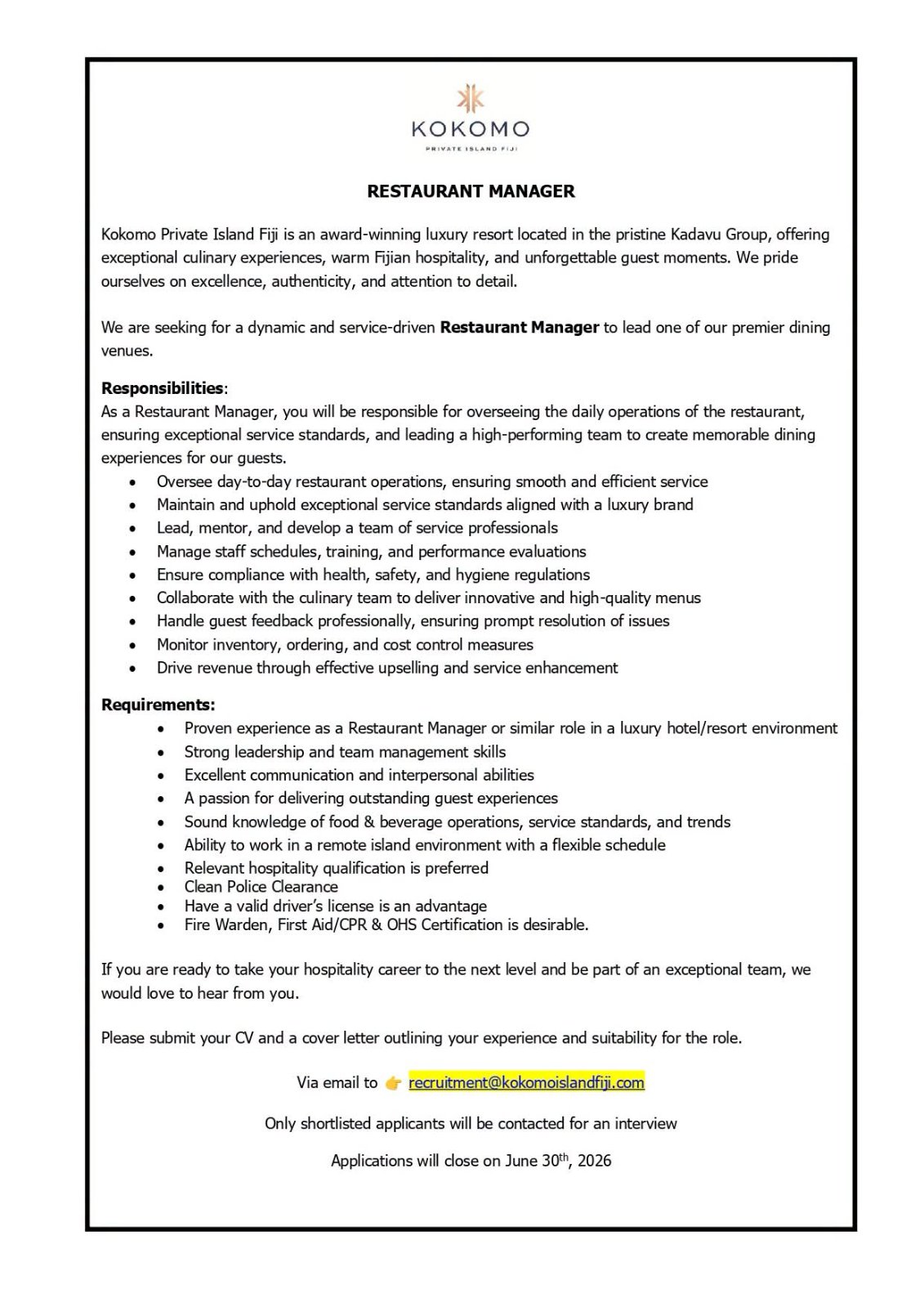 Original job ad