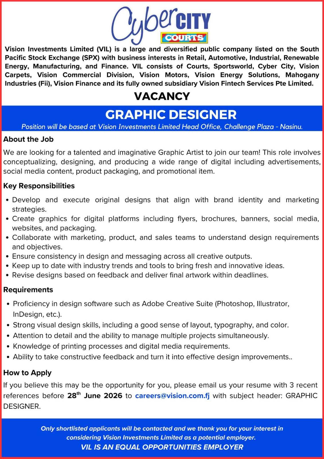 Original job ad
