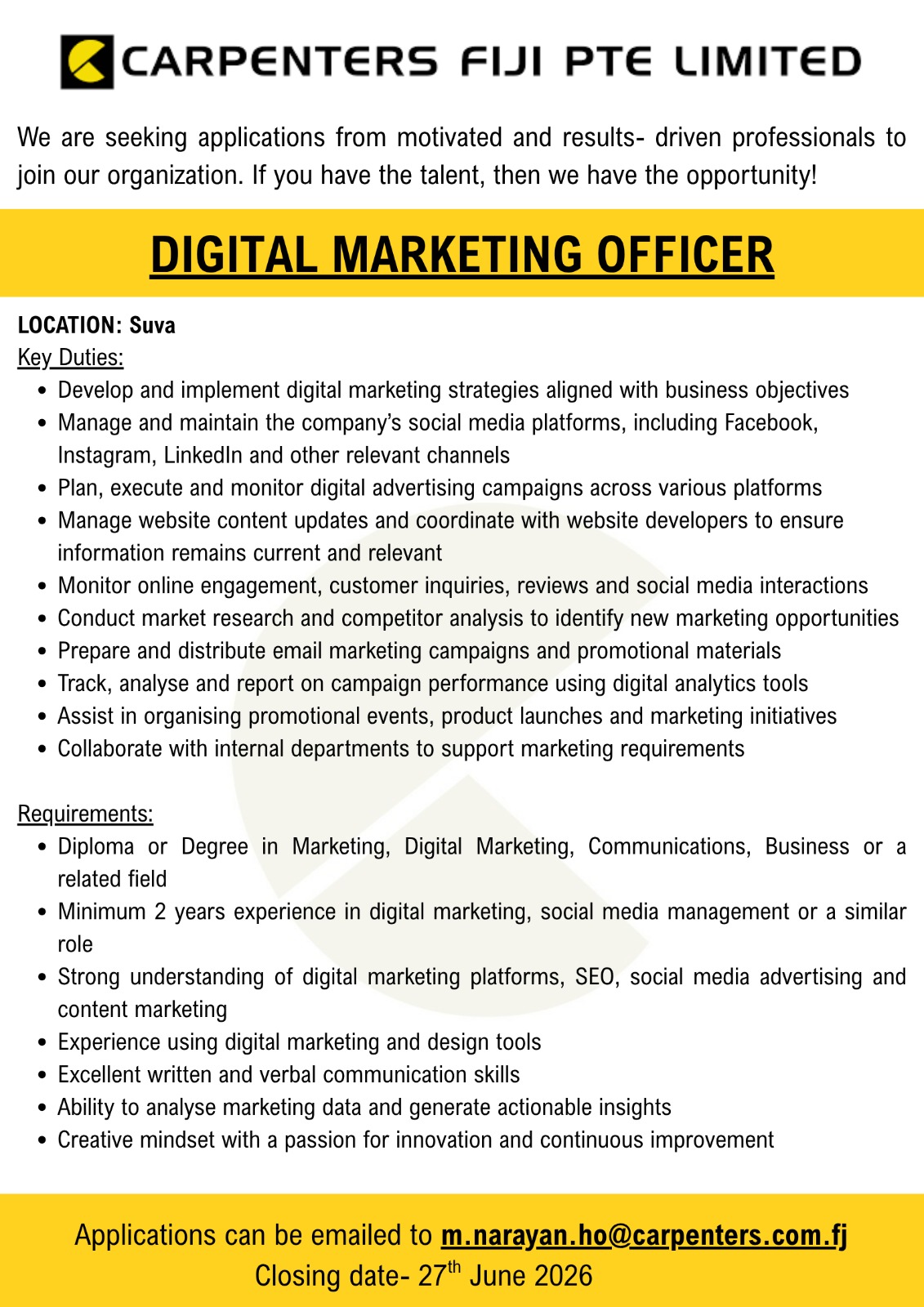 Original job ad
