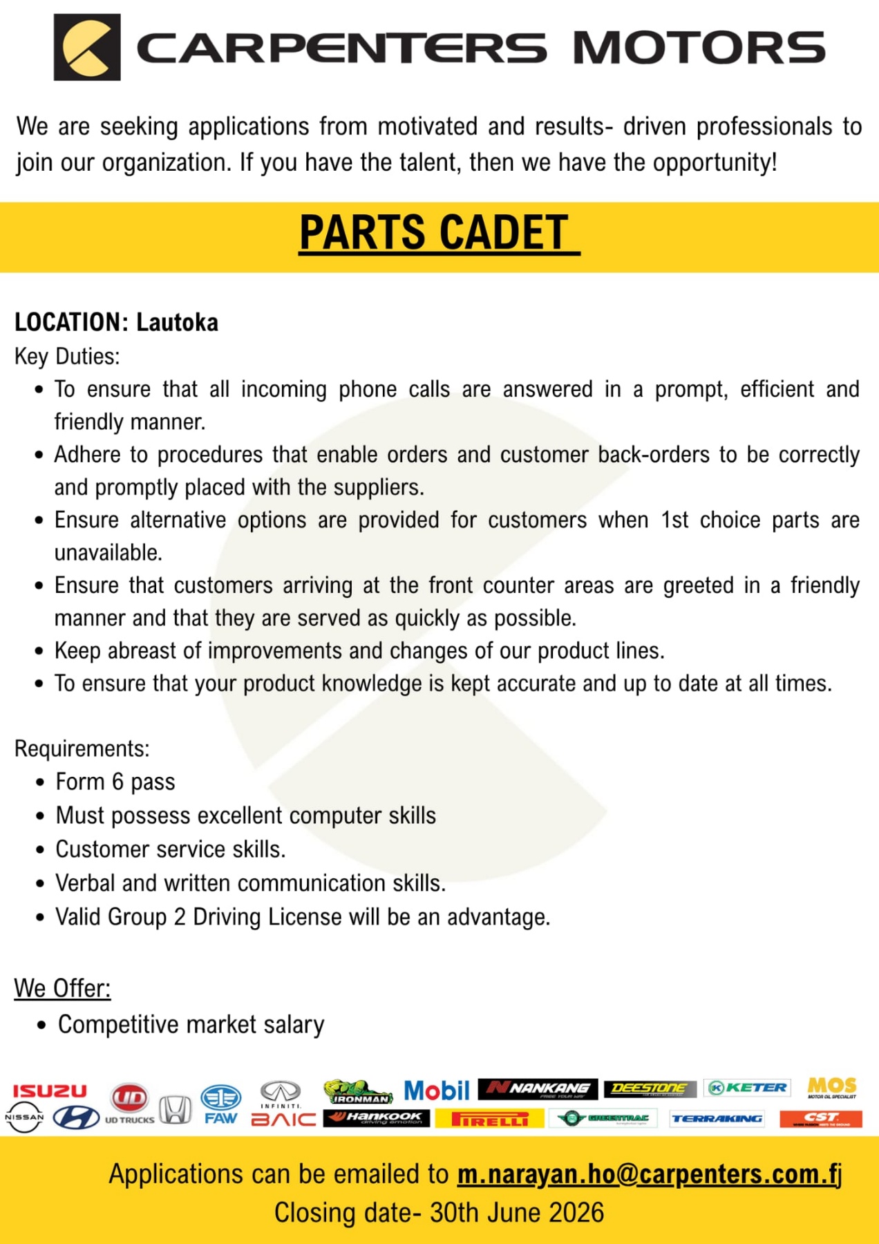 Original job ad