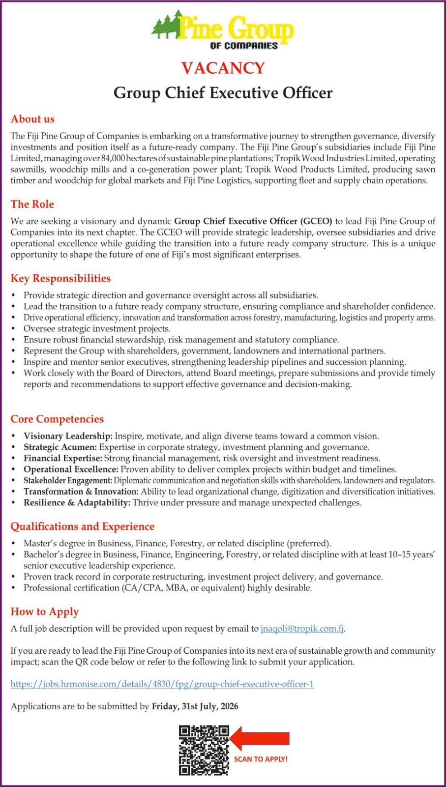 Original job ad