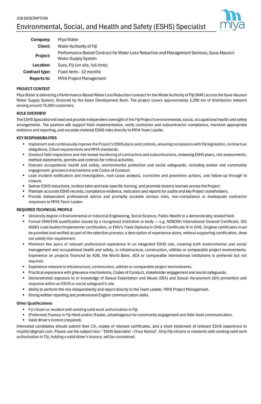 Original job ad