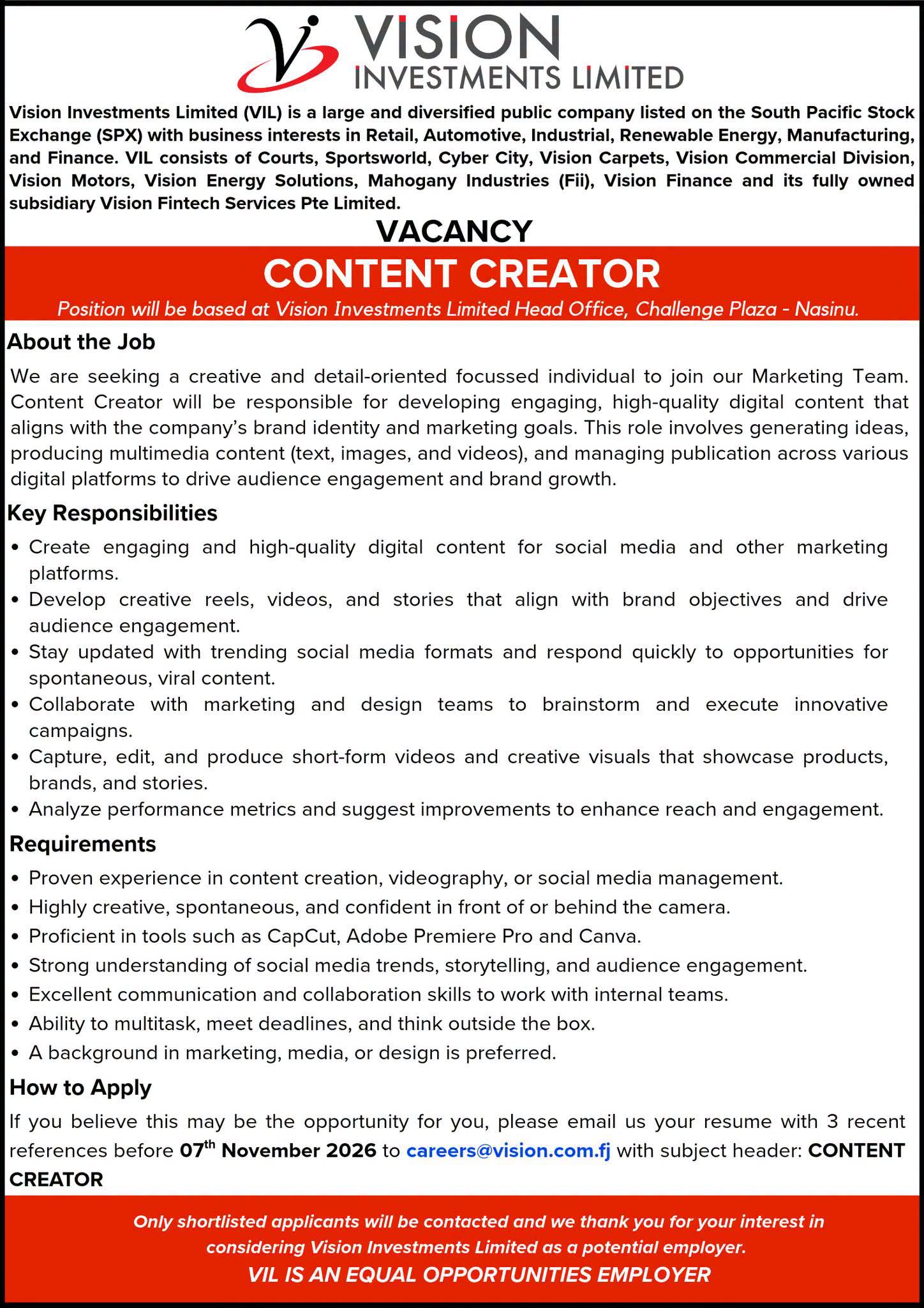 Original job ad